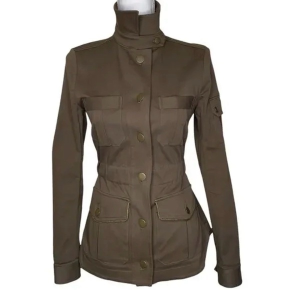 Veronica Beard Army Green Utility Jacket with Gold Buttons | Size 6 | Like New - Picture 4 of 13